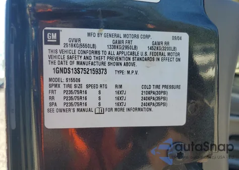 2005 Chevrolet Trailblazer Ls z USA, uszkodzony, nr VIN 1GNDS13S752159373